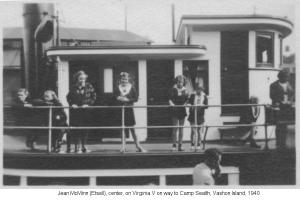 My Mom, center, going to camp on Virginia V, c. 1940